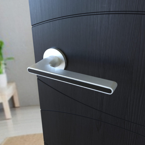Klamka Ferrara KFRA S O M700/B00 chrom mat/czarna na rozecie okrągłej Infinity Line Klamka Ferrara KFRA S O M700/B00 chrom mat/czarna na rozecie okrągłej Infinity Line