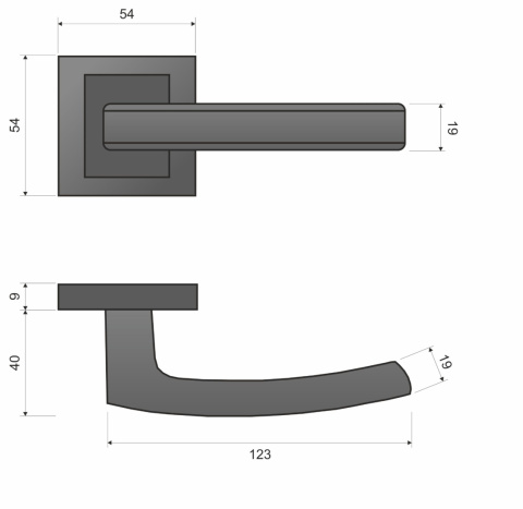 Klamka Hermes KHR B00 czarna na rozecie kwadratowej Infinity Line
