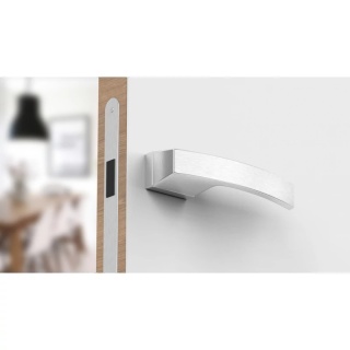 Klamka Arc chrom szczotkowany na rozecie ukrytej prostokątnej Corona