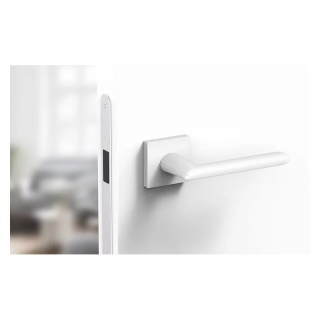 Klamka Spark biała na rozecie kwadratowej Corona