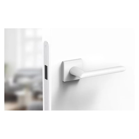 Klamka Spark biała na rozecie kwadratowej Corona