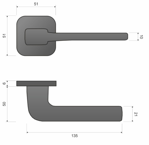 Klamka Solo fit KSO QO B00 czarna na rozecie kwadrat - owal Infinity Line