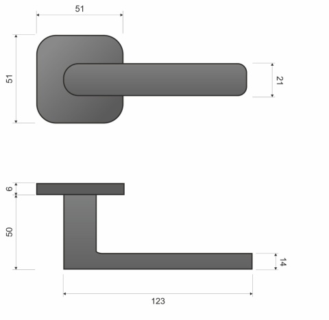 Klamka Torino fit KTF QO B00 czarna na rozecie kwadrat - owal Infinity Line