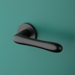 Klamka Aprile Cynia R Slim 7mm BLACK czarny matowy na rozecie okrągłej Enger