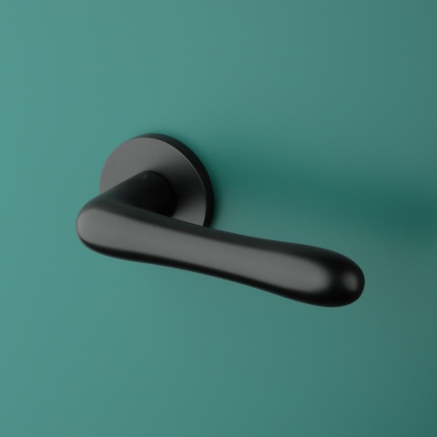Klamka Aprile Cynia R Slim 7mm BLACK czarny matowy na rozecie okrągłej Enger