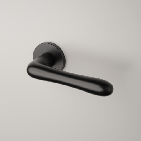 Klamka Aprile Cynia R Slim 7mm BLACK czarny matowy na rozecie okrągłej Enger