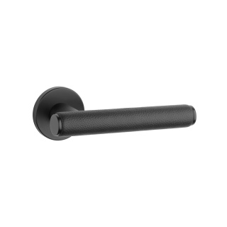 Klamka Aprile Egeria R Slim 7mm BK / BLACK LEATHER czarny matowy / czarna skóra na rozecie okrągłej Enger