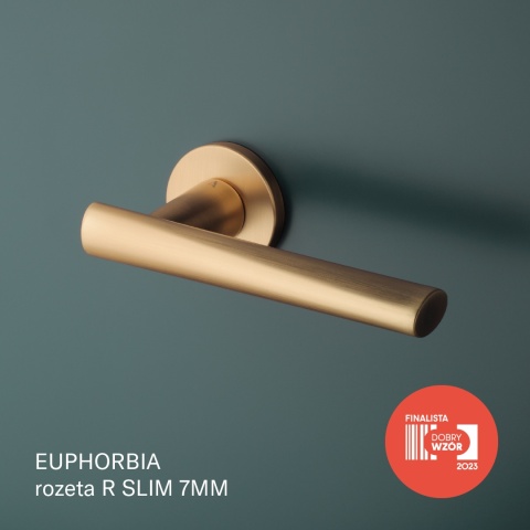 Klamka Aprile Euphorbia R Slim 7mm KG złoty matowy na rozecie okrągłej Enger