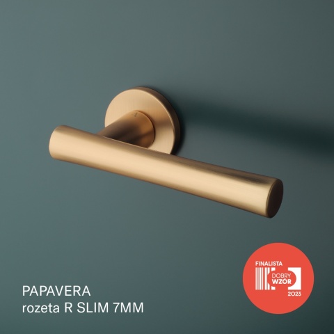 Klamka Aprile Papavera R Slim 7mm KG złoty matowy na rozecie okrągłej Enger