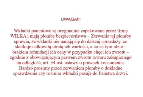 Zestaw wkładek Wilka na jeden klucz 50/65+65/50G klasa B mosiądz 5 kluczy