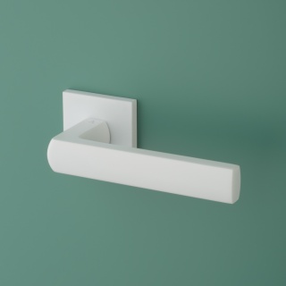 Klamka Aprile Hosta Q Slim 7mm WHITE biały matowy na rozecie kwadratowej Enger