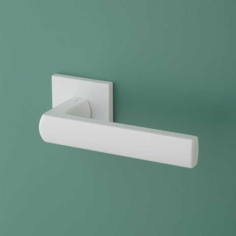 Klamka Aprile Hosta Q Slim 7mm WHITE biały matowy na rozecie kwadratowej Enger