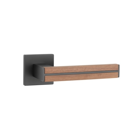 Klamka Aprile Imperata Q Slim 7mm BK/WALNUT WOOD czarny matowy / drewno orzechowe na rozecie kwadratowej Enger