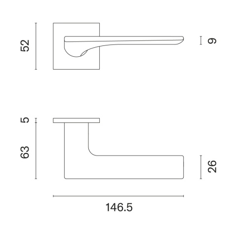 Klamka Aprile Iris Q Super Slim 5mm SNM nikiel na rozecie kwadratowej Enger