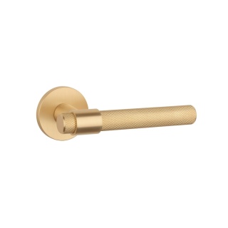 Klamka Stile Goya R Slim 7mm GOLD SATIN złoty matowy na rozecie okrągłej Enger