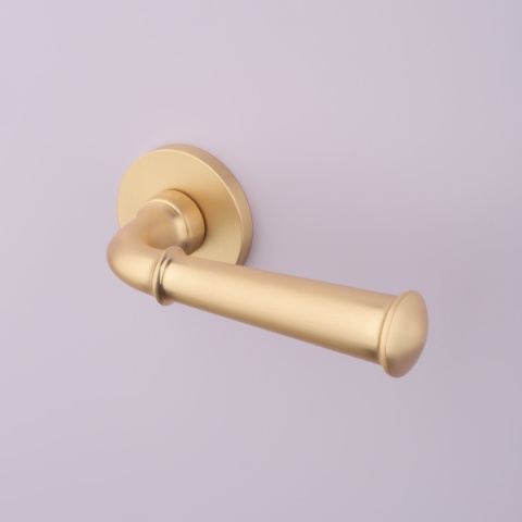 Klamka Stile Ibra R Slim 7mm GOLD SATIN złoty matowy na rozecie okrągłej Enger