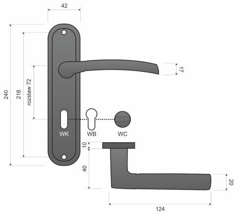 Klamka Dalia KDL 113 chrom/satyna długi szyld na wc rozstaw 72 mm Infinity Line Klamka Dalia KDL 113 chrom/satyna długi szyld na wc rozstaw 72 mm Infinity Line