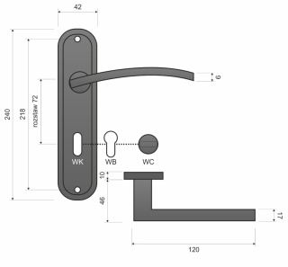 Klamka Lena KLN 313 satyna długi szyld na wc 72 mm Infinity Line