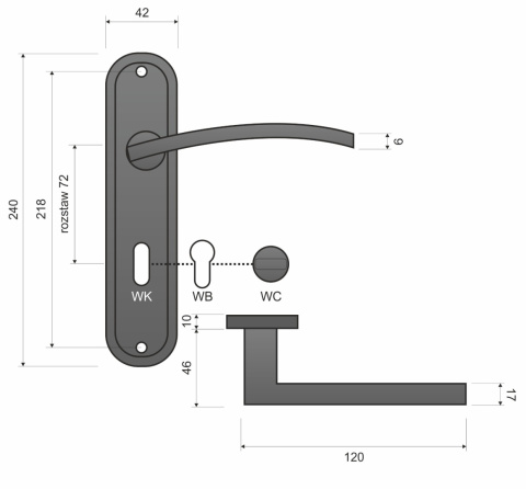 Klamka Lena KLN 313 satyna długi szyld na wc 72 mm Infinity Line Klamka Lena KLN 313 satyna długi szyld na wc 72 mm Infinity Line