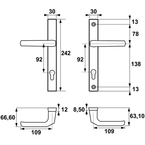 Klamko Klamka AXA Slim ++ F8 czarna rozstaw 92 mm Klamko Klamka AXA Slim ++ F8 czarna rozstaw 92 mm
