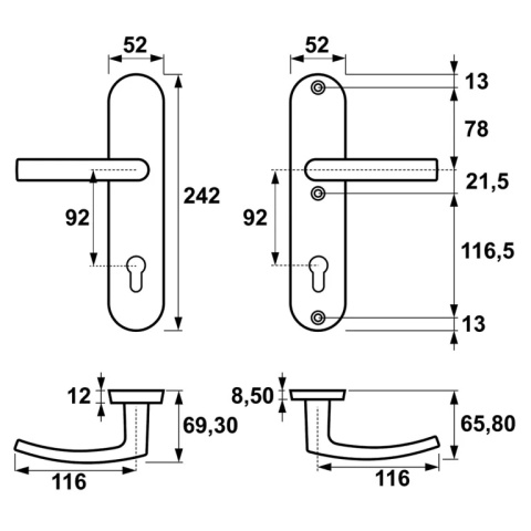 Klamko Klamka AXA Quebec ++ F4 stare złoto rozstaw 92 mm Klamko Klamka AXA Quebec ++ F4 stare złoto rozstaw 92 mm