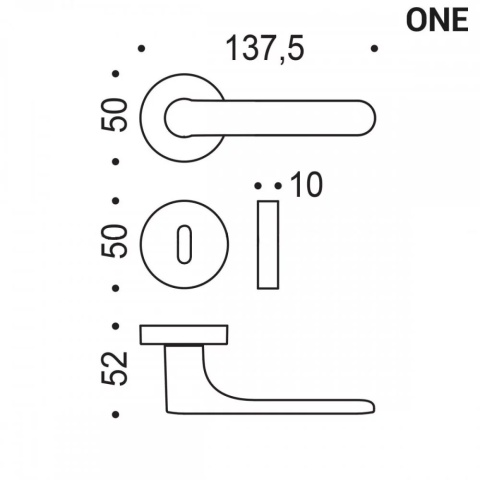 Klamka One szary jasny na rozecie okrągłej z rozetą na klucz Colombo