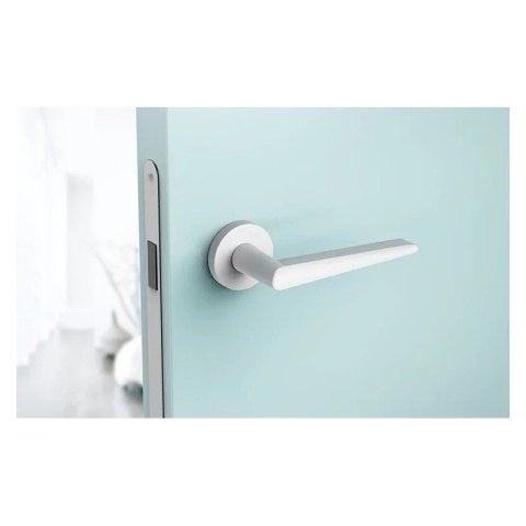 Klamka Arrow biała na rozecie okrągłej Corona