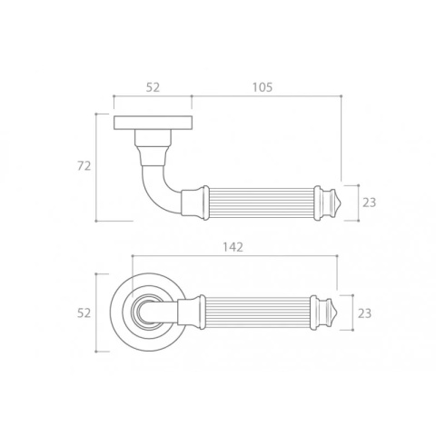Klamka Aria R CL mosiądz błyszczący PVD na rozecie okrągłej Corona