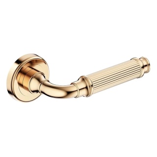 Klamka Aria R CL mosiądz błyszczący PVD na rozecie okrągłej Corona