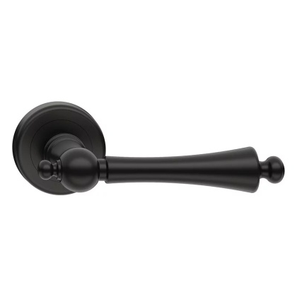 Klamka Century R CL czarna na rozecie okrągłej Corona