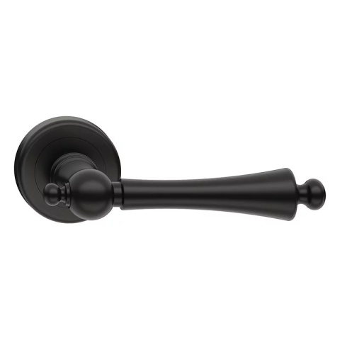 Klamka Century R CL czarna na rozecie okrągłej Corona