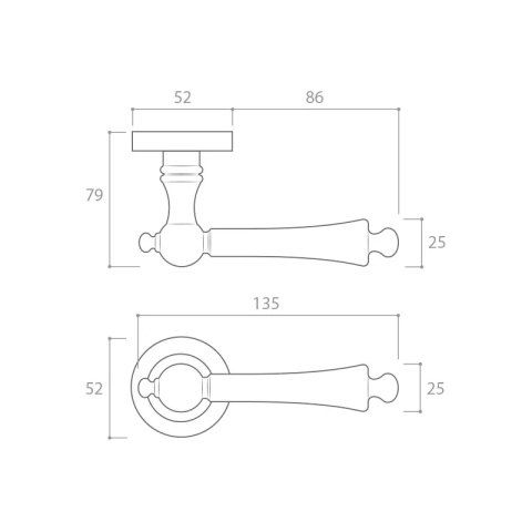Klamka Century R CL mosiądz błyszczący PVD na rozecie okrągłej Corona