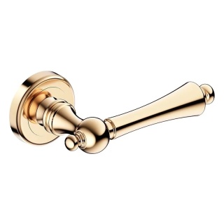 Klamka Century R CL mosiądz błyszczący PVD na rozecie okrągłej Corona