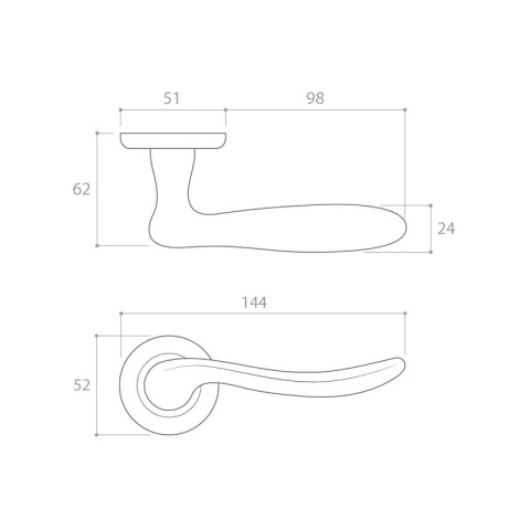 Klamka Classica R CL czarna na rozecie okrągłej Corona