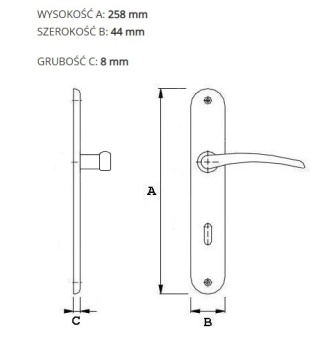 Klamka Tuluza M3 brąz grafiatto długi szyld na wc rozstaw 72 mm Domino