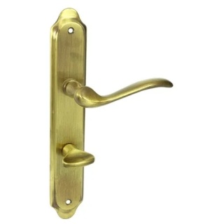 Klamka Tuluza M3 brąz grafiatto długi szyld na wc rozstaw 72 mm Domino