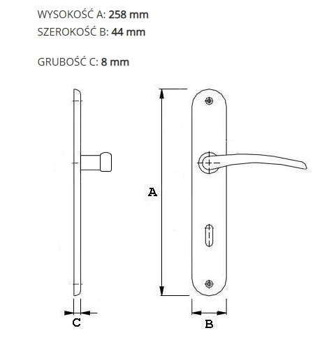Klamka Tuluza M3 brąz grafiatto długi szyld bez otworu Domino