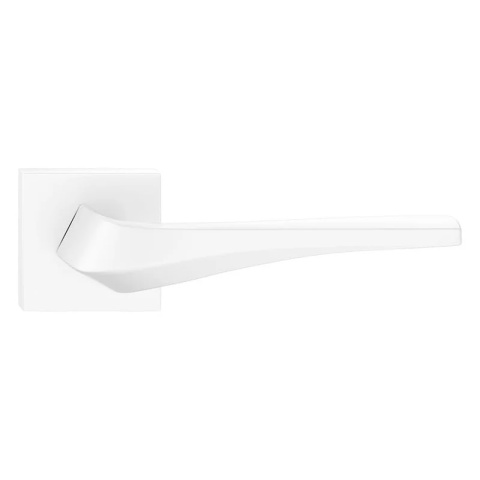 Klamka Flow biała na rozecie kwadratowej Corona