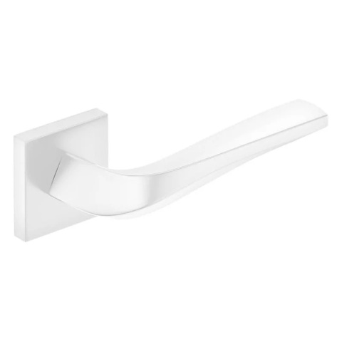 Klamka Flow biała na rozecie kwadratowej Corona