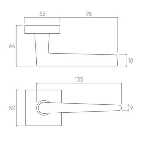 Klamka Arrow chrom szczotkowany na rozecie kwadratowej Corona