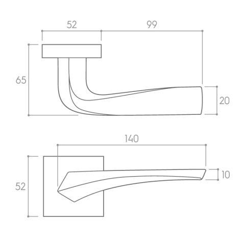Klamka Flow chrom szczotkowany na rozecie kwadratowej Corona