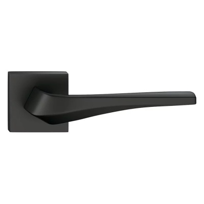 Klamka Flow czarna na rozecie kwadratowej Corona