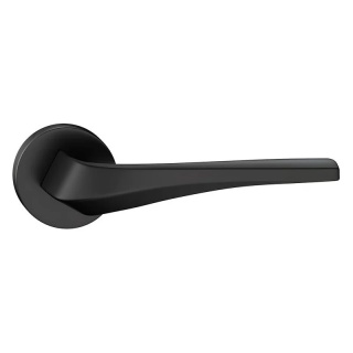 Klamka Flow czarna na rozecie okrągłej Corona