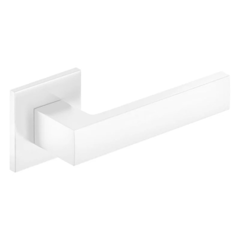 Klamka Focus Slim biała na rozecie kwadratowej Corona