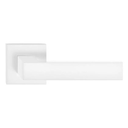 Klamka Focus Slim biała na rozecie kwadratowej Corona