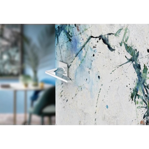 Klamka Harmony Slim chrom błyszczący na rozecie kwadratowej Corona