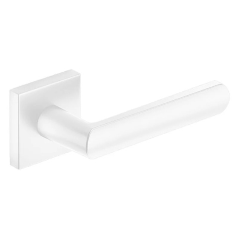 Klamka Icona Q Slim biała na rozecie kwadratowej Corona