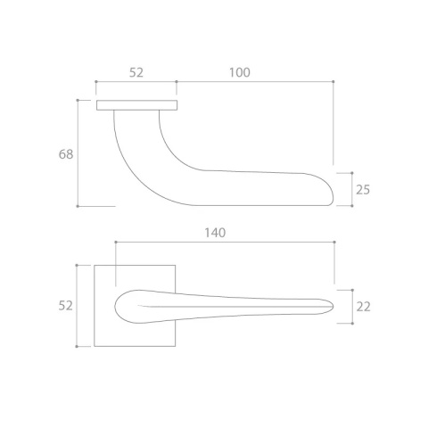 Klamka Moon Slim chrom błyszczący na rozecie kwadratowej Corona