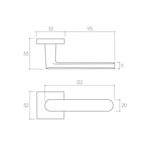 Klamka Icona Q Slim mosiądz błyszczący PVD na rozecie kwadratowej Corona