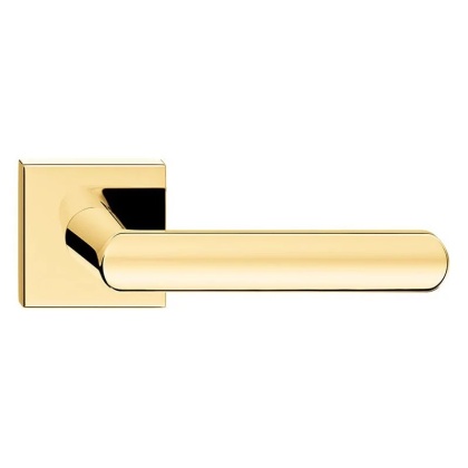 Klamka Icona Q Slim mosiądz błyszczący PVD na rozecie kwadratowej Corona